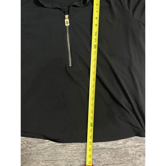 Michael Kors Womens 3XL Black Zip Front Roll Tab Sleeve Blouse Top Lightweight - Picture 6 of 8